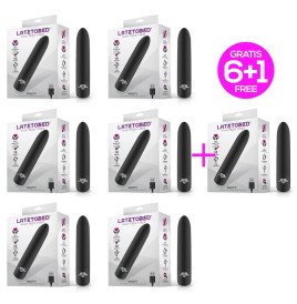 Pack 6 +1 Shoty Vibrating Bullet USB 10 Speeds Powerful Motor Black