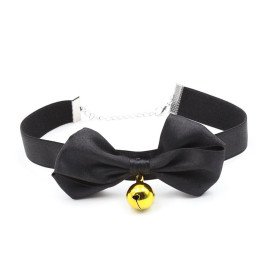 Collar with Bow and Bell 29 cm Size M Black